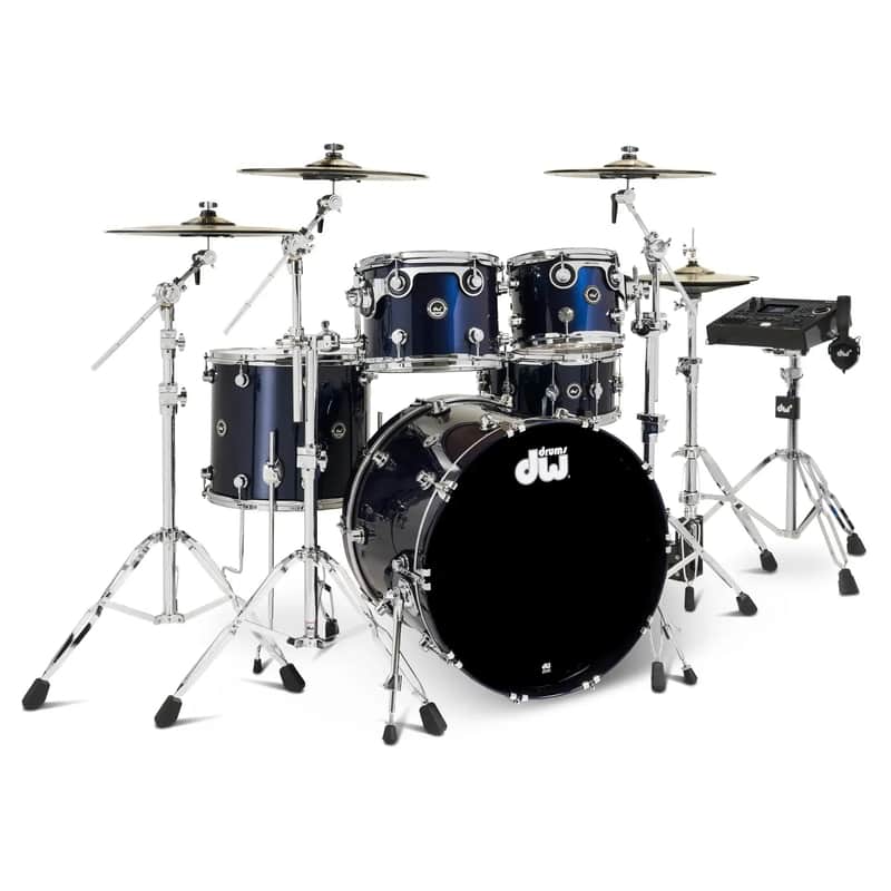 DW DWe 5pc Complete Electronic/Acoustic Drum Set w/Roland V51 Midnight Blue Metallic image 1