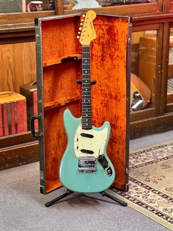 1965 Fender Mustang Guitar with Rosewood Fretboard - Blue image 1