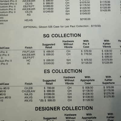 Gibson Price List - 1986 les Paul studio standard custom SG special invader explorer flying V EDS – 1275 image 4