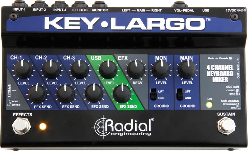 Radial Key-Largo Keyboard Mixer 3 Stereo Inputs USB image 1