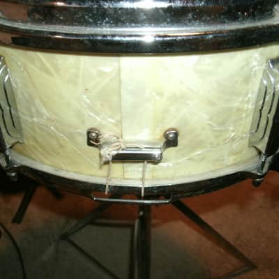 1965 Leedy No. 1161 Frank Capp Model snare drum - White Marine Pearl with Broadway stand image 5