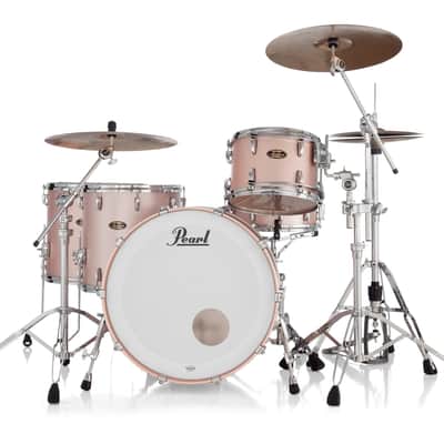 Pearl Masters Maple Gum 3-Piece Shell Pack 24x14 Bass Drum 16x16 Floor Tom 13x9 Tom Satin Rose Gold image 7