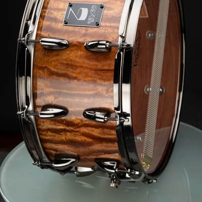 The Seven Six Drum Company Waterfall Bubinga Ultra Thin Reso Series 7x14 Custom Solid Stave Snare Drum image 6