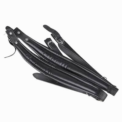 Black Leather Accordion Adjustable Harness Strap image 2