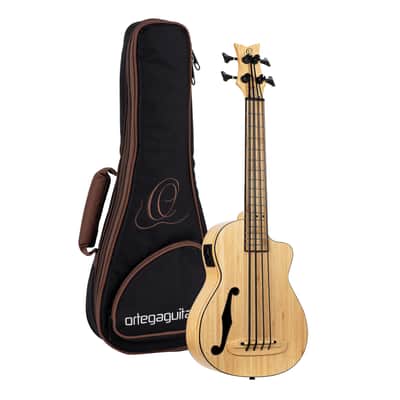 Ortega RUNAB-UB Bamboo Series Solid Bamboo Top & Neck Short Scale 4-String Acoustic-Electric Uke Bass w/Deluxe Gig Bag image 1