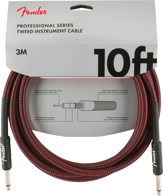 NEW ! Fender Professional Series Instrument Cables, 10', Red Tweed - Authorized Dealer - Lifetime Warranty image 1