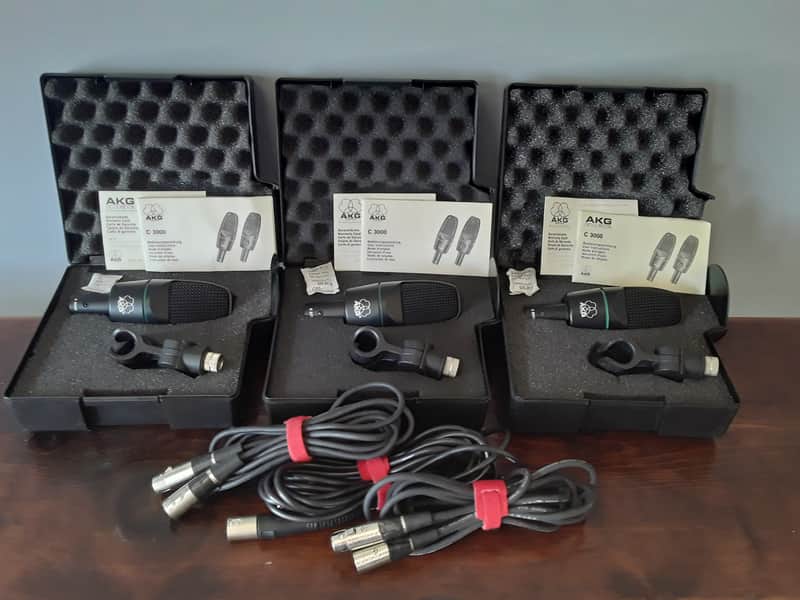 *Vintage* AKG Dual Diaphragm Capsule Condenser Mic's Lot from 1990's Era with Stand Clips, Storage Cases & Cables Included image 1