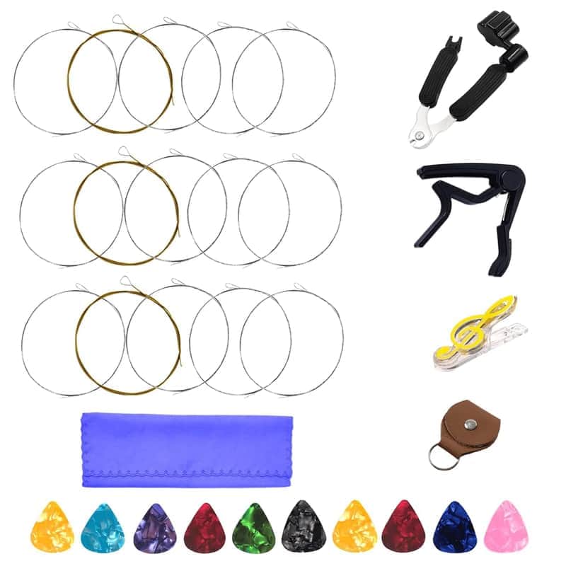 Banjo Strings 5 String Set Stainless Steel Core Copper Alloy Wound 3 Full Sets With 3 In 1 Restringing Tool & Capo & Picks & Other Useful Tools