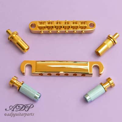 Gold Gotoh GE103B bridge + GE101Z tailpiece Tune-O-matic Style Metric Set image 2