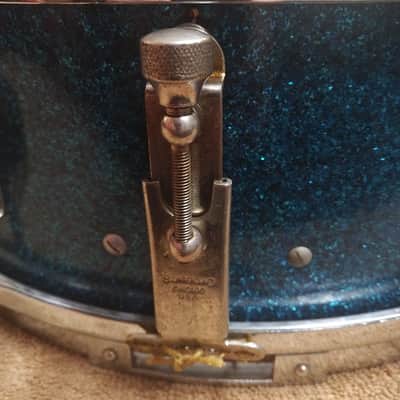 Raven Snare Drum 1960's Blue Sparkle w/Slingerland Snare Throw image 4