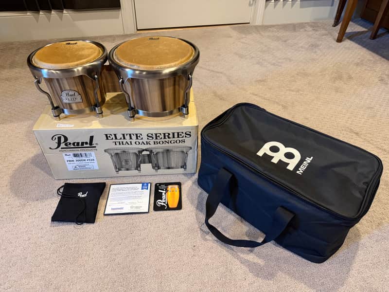 Pearl PBW300DX/510 Elite 7 / 9" Oak Bongos 2010s - Caramel Brown image 1