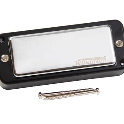 Wilkinson WMHR Mini Humbucker – Alnico V Magnet, Chrome Pickup w/ Black P90 Ring (Neck or Bridge)-Black image 1