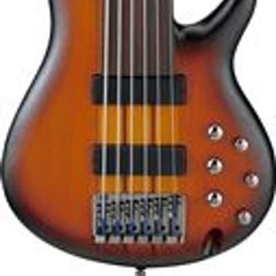 Ibanez SRF706 Portamento Fretless Bass Guitar Brown Burst Flat image 1