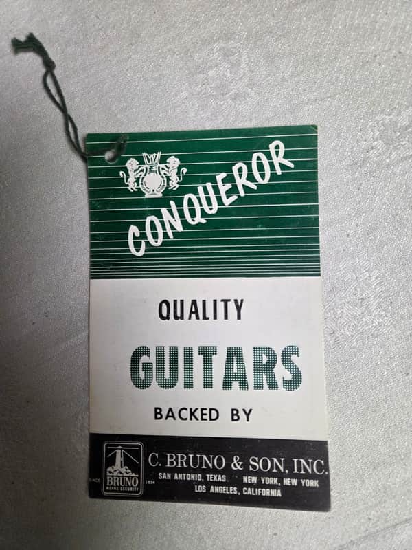 Vintage RARE 1962 Conqueror by Kawai Japan Guitar Bass Hang Tag Case Candy image 1