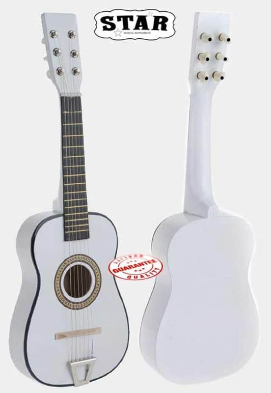 Star Kids Acoustic Toy Guitar 23 Inches Color White image 1
