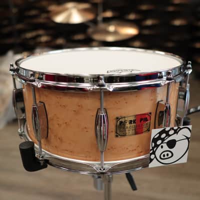 Pork Pie 6.5x14" Mahogany Snare Drum w/ Maple Re-Rings (Birdseye Maple Finish) image 3