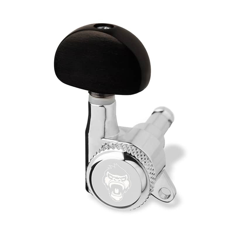 6 String Set - Guitar Monkey - Locking Tuners - Big Vintage Kidney Bean Ebenholz / Ebony Buttons - Chrome image 1