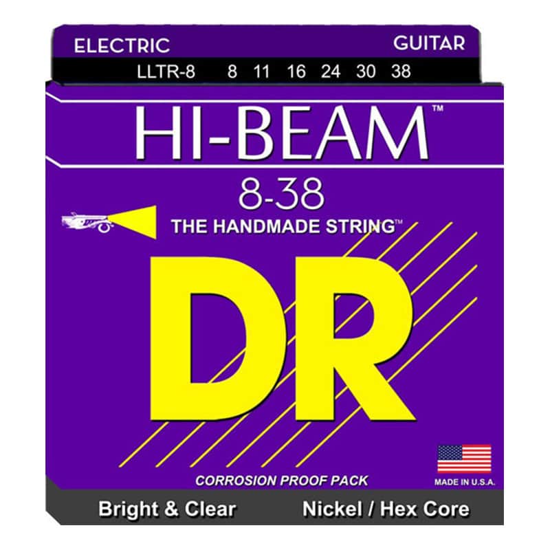 DR Strings LLTR-8 Hi-Beam Nickel Plated Extra Light Electric Guitar Strings 08-38 image 1
