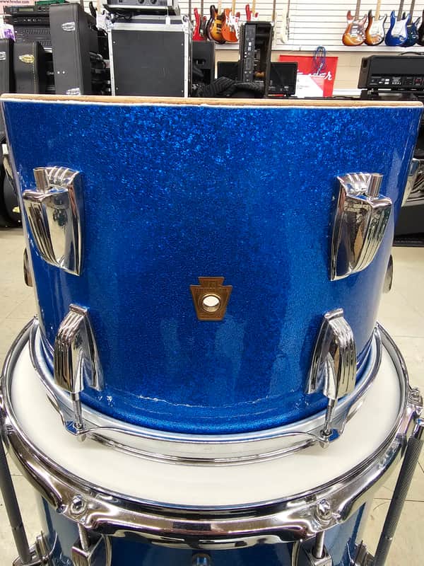 Ludwig WFL Drum Co. Tom 9x13" (Re-Wrap) Pre- Serial late- 50's - Blue Sparkle image 1