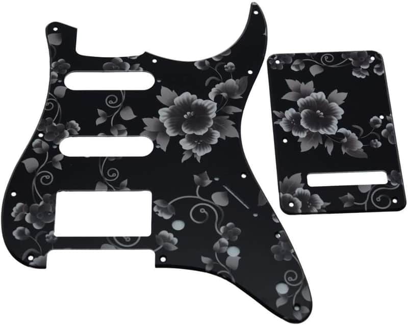 Strat HSS Guitar 3D Printed plastic pickguard ST Back Plate Tremolo Cover for USA/Mexican Fender Strat Flower Pattern image 1