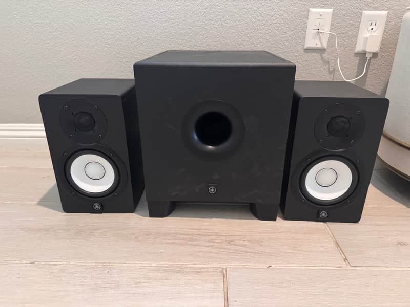 Yamaha HS8 Subwoofer and Pair of HS5 5" Powered Studio Monitors image 1