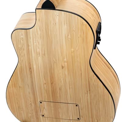 Ortega RUNAB-UB Bamboo Series Solid Bamboo Top & Neck Short Scale 4-String Acoustic-Electric Uke Bass w/Deluxe Gig Bag image 9