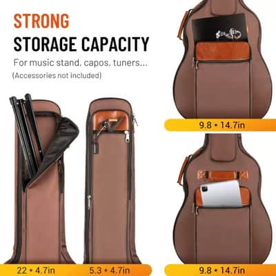 41" Soft Padded Acoustic Guitar Gig Bag | Waterproof Oxford Nylon with Cotton Padding & Double Straps for Classical Guitars image 2