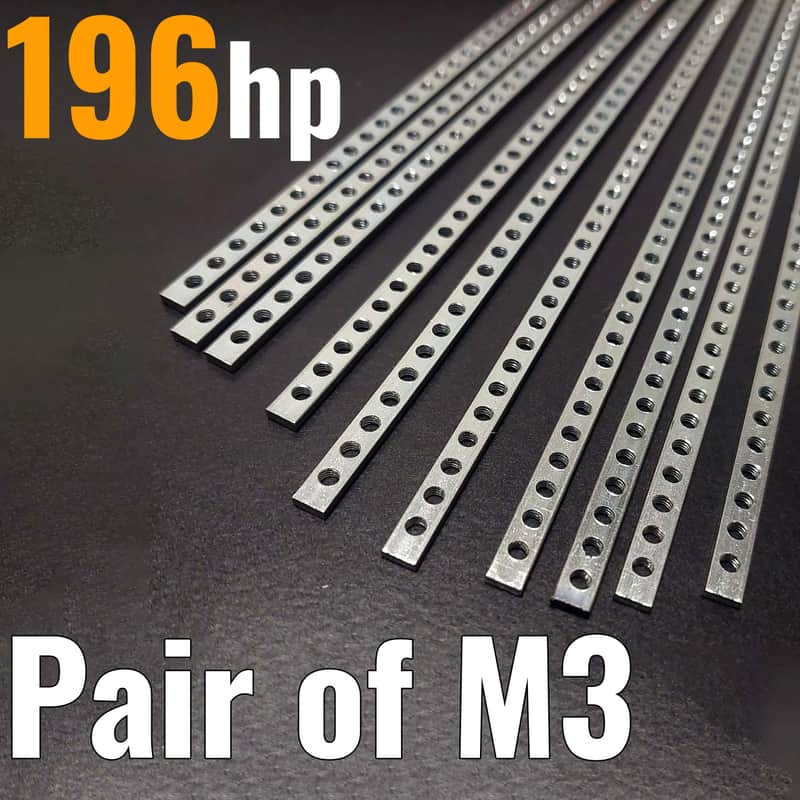 2 x 196hp / M3 (3mm) Eurorack Threaded Nut Strips (Pair) image 1