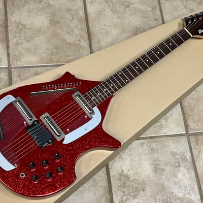2025 Danelectro Coral Electric Sitar Red Sparkle Metal Flake image 2