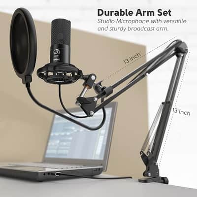 Studio Condenser USB Microphone Computer PC Microphone Kit with Adjustable Boom Arm Stand Shock Mount for Instruments Voice Overs Recording Podcasting YouTube Vocal Gaming Streaming-T669 image 5