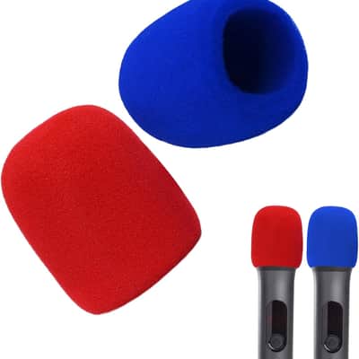 Microphone Cover Reusable Microphone Protector Foam  Pop Filter, 2PCS(Blue/Red) image 1