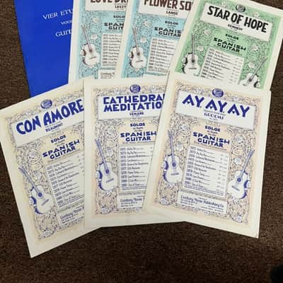 Used Vintage Retro Old Set of 13 different music books Spanish Guitar Century Certified Edition Classical Guitar image 1