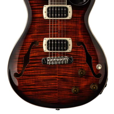 PRS SE Flat Back Hollowbody I Piezo Orange Tiger Smokeburst image 1