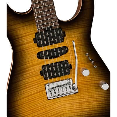 Charvel MJ DK24 HSH 2PT W Mahogany with Flame Maple Electric Guitar Regular Antique Burst image 6