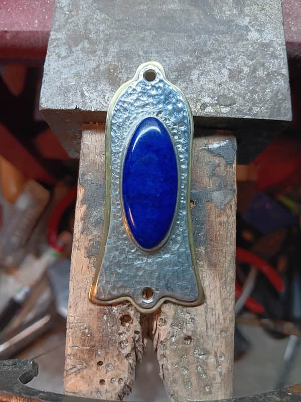 Les Paul Replacement truss rod cover - Sterling silver and Lapis Lazuli image 1