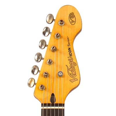 Vintage V65 ICON Vibrato Electric Guitar ~ Distressed Tobacco Sunburst image 7