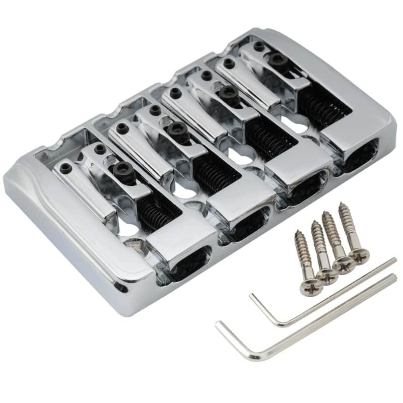19mm String Spacing Locking Saddles Hard Zinc 4-String Bass Bridge image 1