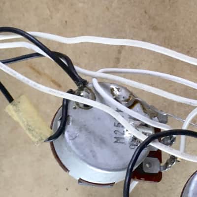 1989 Vintage Fender Japan MIJ Strat Pickup Set Relic Wiring Harness Pots Black Bobbins Post JV Era image 13