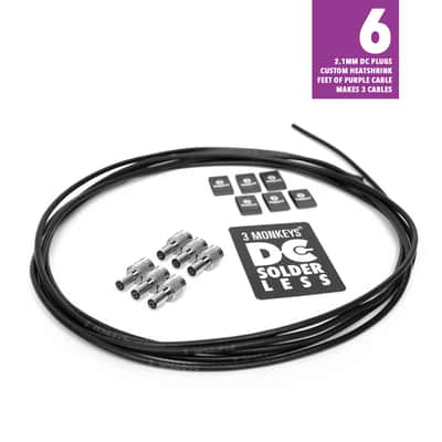 3 Monkeys Solderless DC Power Purple Cable Kit - 6 Pack / 3 Cables image 1