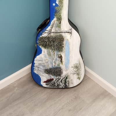 Juliana's Art Full of Love - Dreadnought Arch Top Guitar Case - "Snow" - a Tribute to Per-Olov Kindgren [2024] - Hand Painted Custom Artwork image 3
