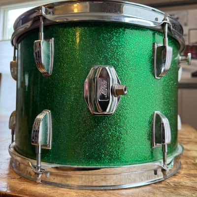 Exc Mid 60s Ludwig No. 942 Classic 8x12" Rack Tom with Keystone Badge in Green Sparkle image 5