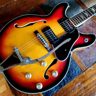 Aria Diamond 5102T semi-hollow double-cut vintage MIJ '70s - sunburst image 1