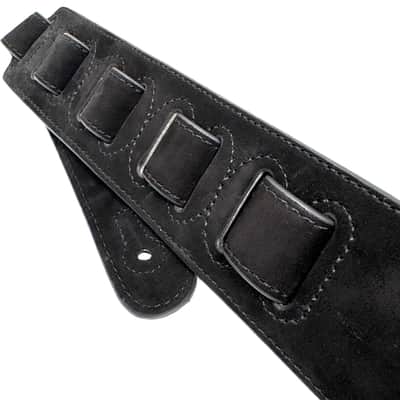 Walker & Williams NL-04-BLK New Black on Black "Skinny" 2" Super Soft Full Grain Nubuck Leather Strap image 8