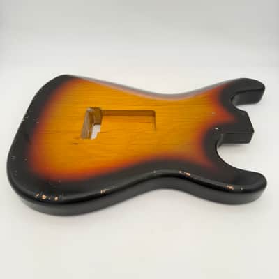 MJT Stratocaster Body Alder Relic Nitro Lefty 3-Tone mjt6698 image 7