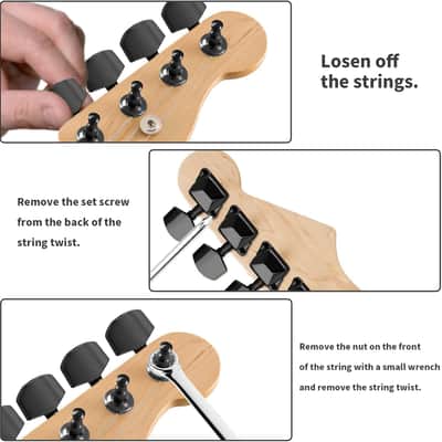Black Semi-closed Guitar Tuners Pegs, 3L+3R String Tuning Pegs Keys Machine Heads Set Guitar Replacement Parts for Acoustic or Electric Guitar image 3