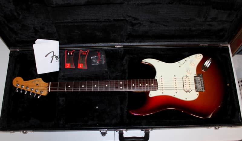 Fender Stratocaster Deluxe Plus HSS guitar 2014 Mystic Sunburst w/ Personality cards image 1