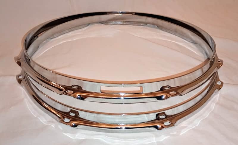 UNMARKED SNARE DRUM HOOP SET (PAIR WITH TOP/BOTTOM)-CHROME-FREE SHIP TO CUSA! image 1