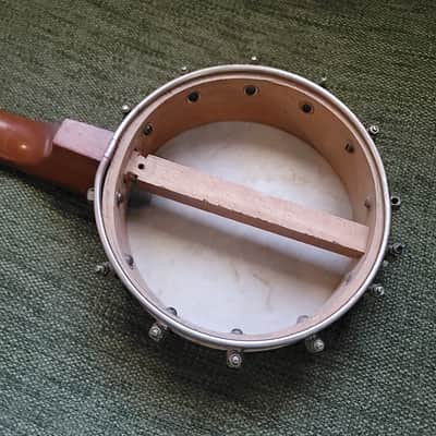 Vintage 1920s–1930s Unbranded Banjo Ukulele Banjolele 4-String Metal Pot image 11