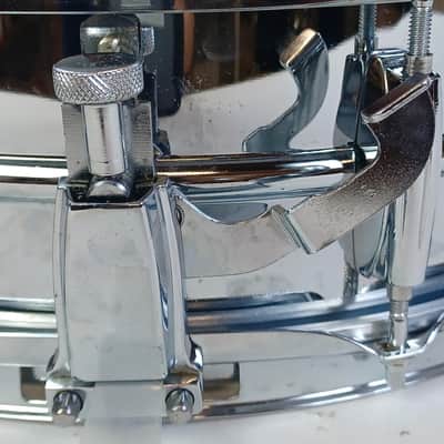 Ludwig Steel Rocker 8Lug Snare Drum 80s 5x14"Vintage Chrome Black/White #841176 image 4