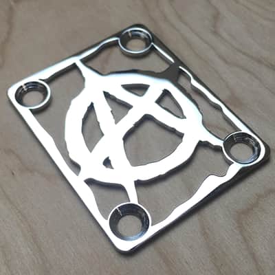 Icon Plates Anarchy Neck Plate For Bolt On Neck Guitar or Bass - Chrome Finish image 3